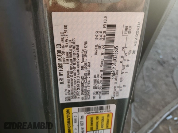 2020 Ford Fusion SE with VIN 3FA6P0HD6LR236305, listed as a Copart auction lot 51248895 with 70,146 mi miles and Non Repairable. Bid and sale history available at DreamBid. Image 14.