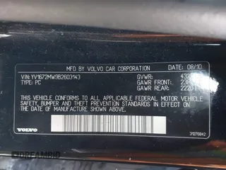 2011 Volvo V50 with VIN YV1672MW9B2603143, listed as a IAAI auction lot 41673995 with 139,845 mi miles. Bid and sale history available at carsss.com. Image 9.