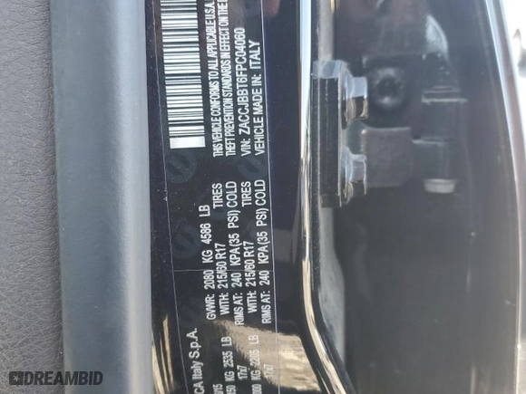 2015 Jeep Renegade Latitude with VIN ZACCJBBT6FPC04060, listed as a Copart auction lot 48488395 with 91,272 mi miles and Salvage Title. Bid and sale history available at carsss.com. Image 12.