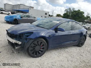 2022 Tesla Model 3 Performance with VIN 5YJ3E1EC6NF254487, listed as a Copart auction lot 50789535 with 0 mi miles and Salvage Title. Bid and sale history available at carsss.com. Image 1.