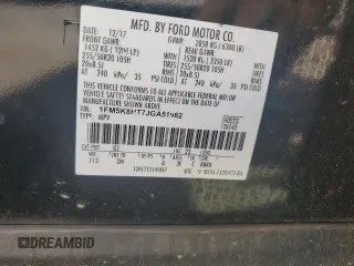2018 Ford Explorer Platinum z VIN 1FM5K8HT7JGA51982, wystawiony jako Copart lot #57601575 z przebiegiem 126 400 mil mil oraz Szkoda całkowita • Salvage title. Historia ofert i sprzedaży dostępna na DreamBid. Obrazek 13.