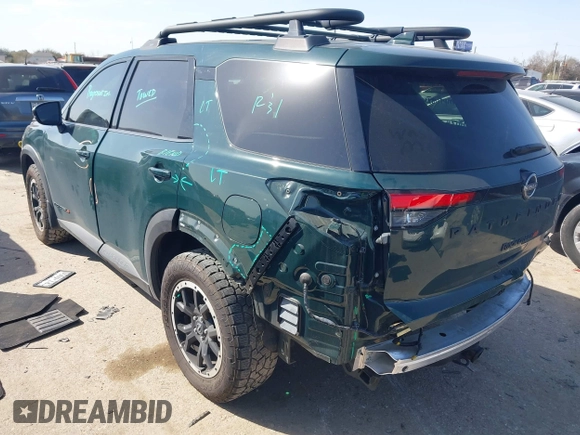 2023 Nissan Pathfinder Rock Creek with VIN 5N1DR3BD1PC237447, listed as a IAAI auction lot 41741346 with 23,554 mi miles and . Bid and sale history available at DreamBid. Image 3.