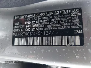 2004 Mercedes-Benz C 230 Kompressor with VIN WDBRF40J74F541277, listed as a IAAI auction lot 41480941 with 100,708 mi miles and . Bid and sale history available at DreamBid. Image 9.