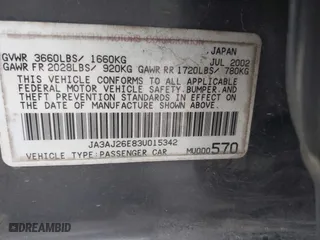 2003 Mitsubishi Lancer ES with VIN JA3AJ26E83U015342, listed as a IAAI auction lot 41819617 with 355,658 mi miles. Bid and sale history available at carsss.com. Image 9.