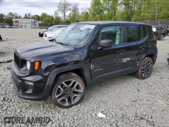 2020 Jeep Renegade Jeepster with VIN ZACNJBAB0LPL97557, listed as a Copart auction lot 52423944 with 86,763 mi miles and Salvage Title. Bid and sale history available at carsss.com. Image 1.
