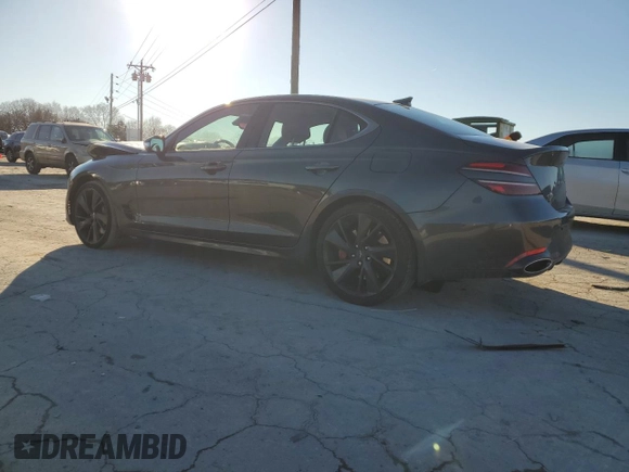 2023 Genesis G70 3.3T with VIN KMTG54TE1PU129108, listed as a Copart auction lot 89346275 with 22,457 mi miles and Salvage Title. Bid and sale history available at DreamBid. Image 2.