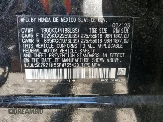 2023 Honda HR-V Sport with VIN 3CZRZ1H53PM735429, listed as a Copart auction lot 50598845 with Not Provided miles and Clean Title. Bid and sale history available at carsss.com. Image 13.