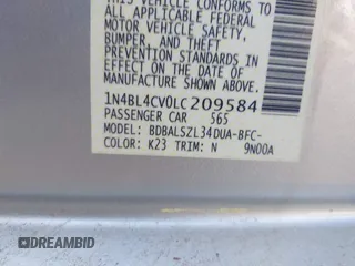 2020 Nissan Altima SR with VIN 1N4BL4CV0LC209584, listed as a IAAI auction lot 41900005 with 74,540 mi miles and . Bid and sale history available at carsss.com. Image 9.
