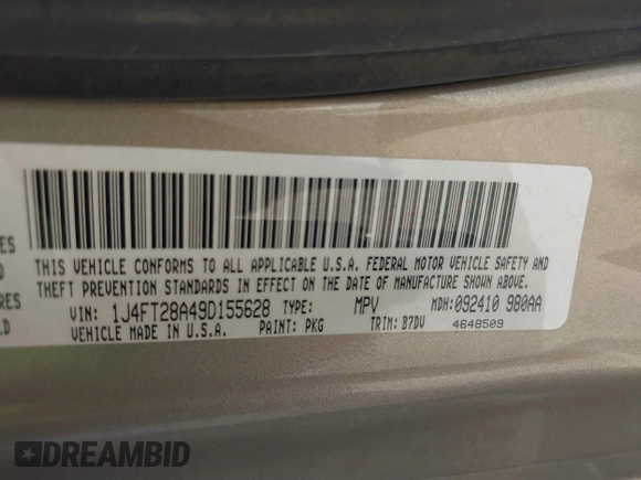 2009 Jeep Patriot Sport z VIN 1J4FT28A49D155628, wystawiony jako IAAI lot #41869474 z przebiegiem 103 082 mil mil oraz . Historia ofert i sprzedaży dostępna na DreamBid. Obrazek 9.