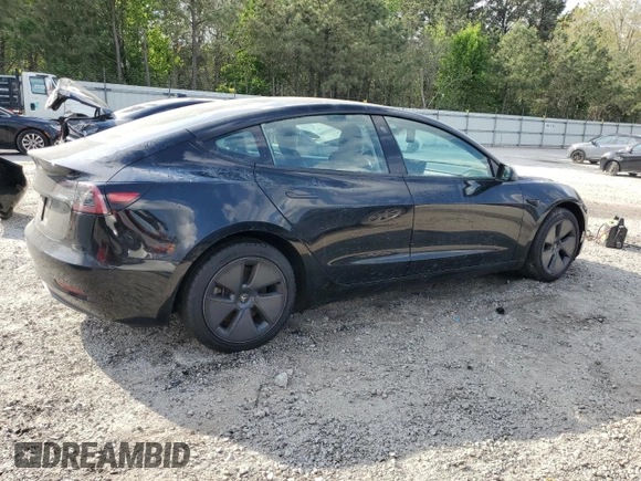 2023 Tesla Model 3 with VIN 5YJ3E1EA1PF437099, listed as a Copart auction lot 51647135 with 122,420 mi miles and Salvage Title. Bid and sale history available at carsss.com. Image 3.
