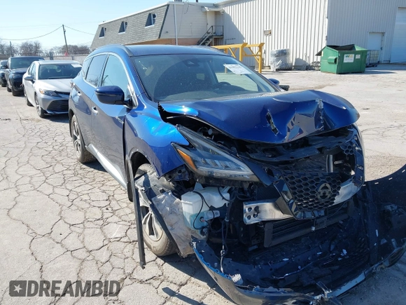 2021 Nissan Murano SV with VIN 5N1AZ2BS9MC126295, listed as a IAAI auction lot 41992143 with 33,385 mi miles and . Bid and sale history available at DreamBid. Image 1.