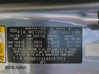 2008 Kia Sedona with VIN KNDMB133686267031, listed as a Copart auction lot 69464784 with 160,358 mi miles and Salvage Title. Bid and sale history available at carsss.com. Image 13.