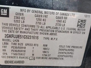2012 GMC Terrain SLT-1 с VIN 2GKFLUE51C6231616, выставлен на аукционе IAAI как лот 42657718 с пробегом 178 929 миль миль и . История ставок и продаж доступна на DreamBid. Изображение 9.