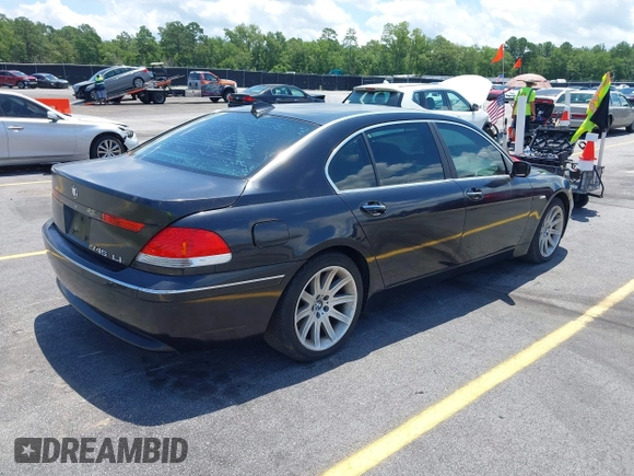 2005 BMW 7 Series 745Li with VIN WBAGN63545DS59212, listed as a IAAI auction lot 42510606 with 124,395 mi miles and . Bid and sale history available at DreamBid. Image 4.