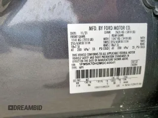 2021 Ford Explorer XLT with VIN 1FMSK7DH2MGC40641, listed as a Copart auction lot 48084795 with 61,802 mi miles and Salvage Title. Bid and sale history available at carsss.com. Image 15.