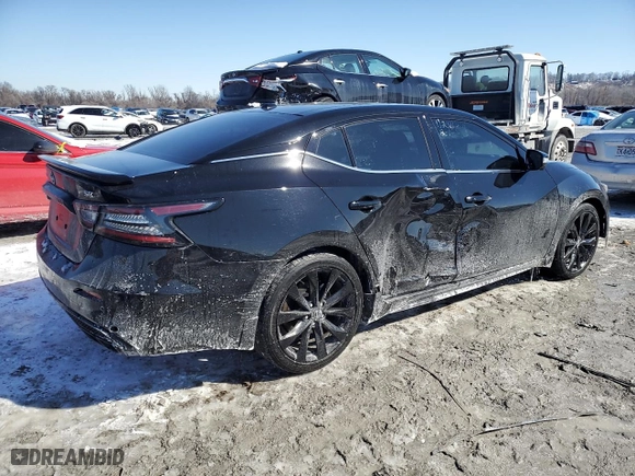 2023 Nissan Maxima SR with VIN 1N4AA6EV1PC505472, listed as a Copart auction lot 46052345 with 19,117 mi miles and Salvage Title. Bid and sale history available at carsss.com. Image 3.