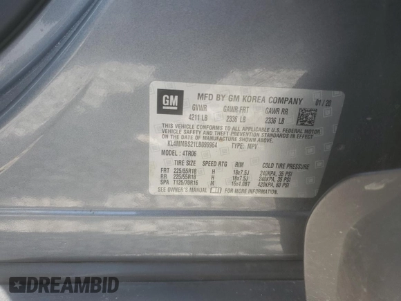 2020 Buick Encore GX Preferred with VIN KL4MMBS21LB099964, listed as a Copart auction lot 62683785 with 69,019 mi miles and Clean title. Bid and sale history available at DreamBid. Image 13.