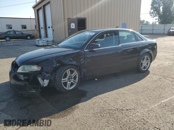 2007 Audi A4 2.0T with VIN WAUDF78E57A127434, listed as a Copart auction lot 61790355 with 203,514 mi miles and Salvage title. Bid and sale history available at DreamBid. Image 1.