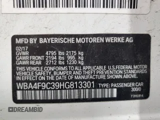 2017 BMW 4 Series 430i xDrive with VIN WBA4F9C39HG813301, listed as a Copart auction lot 55651145 with 142,752 mi miles and Salvage title. Bid and sale history available at DreamBid. Image 12.