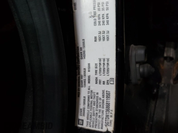 2006 Hummer H3 with VIN 5GTDN136868119507, listed as a Copart auction lot 73580144 with 264,720 mi miles and Clean Title. Bid and sale history available at carsss.com. Image 13.