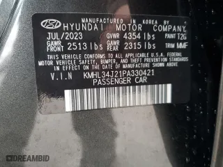 2023 Hyundai Sonata Limited with VIN KMHL34J21PA330421, listed as a Copart auction lot 87329144 with 15,023 mi miles and Salvage Title. Bid and sale history available at carsss.com. Image 13.