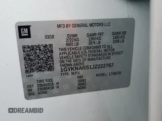 2018 Cadillac XT5 FWD with VIN 1GYKNARS1JZ222767, listed as a Copart auction lot 57989015 with 33,464 mi miles and Salvage title. Bid and sale history available at DreamBid. Image 14.