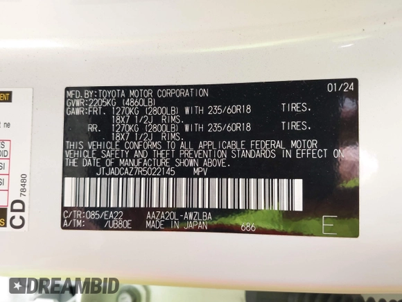 2024 Lexus NX 250 with VIN JTJADCAZ7R5022145, listed as a IAAI auction lot 41688698 with 5,699 mi miles and . Bid and sale history available at DreamBid. Image 9.
