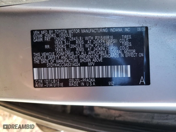 2010 Toyota Sienna XLE with VIN 5TDYK4CC3AS314024, listed as a Copart auction lot 85349474 with 285,946 mi miles and Salvage Title. Bid and sale history available at carsss.com. Image 16.