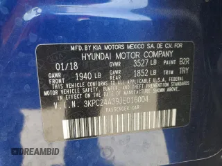 2018 Hyundai Accent SEL z VIN 3KPC24A39JE016004, wystawiony jako Copart lot #53837465 z przebiegiem 108 301 mil mil oraz Nie do naprawy • Non repairable. Historia ofert i sprzedaży dostępna na DreamBid. Obrazek 12.