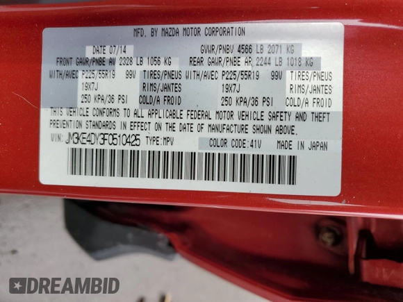 2015 Mazda CX-5 Grand Touring with VIN JM3KE4DY3F0510425, listed as a Copart auction lot 51784295 with 138,147 mi miles and Clean Title. Bid and sale history available at carsss.com. Image 13.