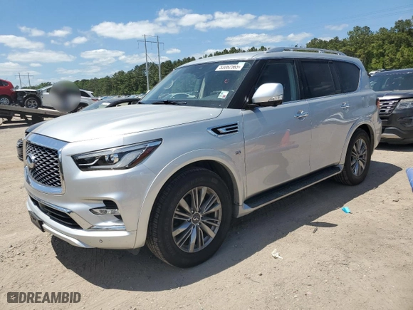 2020 Infiniti QX80 LUXE with VIN JN8AZ2NF1L9702318, listed as a Copart auction lot 53062565 with 97,175 mi miles and Salvage Title. Bid and sale history available at carsss.com. Image 1.