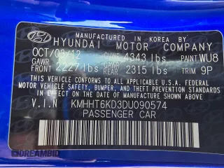 2013 Hyundai Genesis Coupe Premium z VIN KMHHT6KD3DU090574, wystawiony jako Copart lot #57272205 z przebiegiem 129 705 mil mil oraz Tytuł czysty. Historia ofert i sprzedaży dostępna na DreamBid. Obrazek 10.