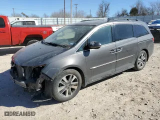 2015 Honda Odyssey Touring Elite with VIN 5FNRL5H92FB097968, listed as a Copart auction lot 46144215 with 0 mi miles and Salvage Title. Bid and sale history available at carsss.com. Image 1.