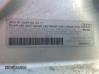 2011 Audi A4 Premium Plus z VIN WAUFFAFL6BN050548, wystawiony jako Copart lot #55328125 z przebiegiem 154 428 mil mil oraz Szkoda całkowita • Salvage title. Historia ofert i sprzedaży dostępna na DreamBid. Obrazek 12.