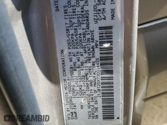 2003 Lexus GX 470 z VIN JTJBT20X730014455, wystawiony jako Copart lot #50578635 z przebiegiem 440 835 mil mil oraz Czysty tytuł • Clean title. Historia ofert i sprzedaży dostępna na DreamBid. Obrazek 13.