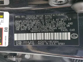 2021 Lexus ES 300h z VIN 58ADA1C12MU001405, wystawiony jako Copart lot #42823495 z przebiegiem 62 108 mil mil oraz Szkoda całkowita • Salvage title. Historia ofert i sprzedaży dostępna na DreamBid. Obrazek 13.