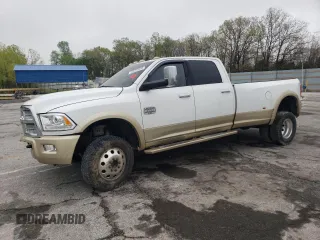 2014 Ram 3500 Longhorn z VIN 3C63RRKL0EG193498, wystawiony jako Copart lot #53520445 z przebiegiem Nie podano mil oraz Szkoda całkowita • Salvage title. Historia ofert i sprzedaży dostępna na DreamBid. Obrazek 1.
