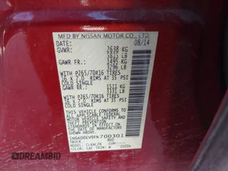 2015 Nissan Frontier SV with VIN 1N6AD0EV9FN700301, listed as a IAAI auction lot 41771088 with 136,749 mi miles and . Bid and sale history available at DreamBid. Image 9.