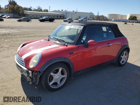 2005 MINI Convertible z VIN WMWRF33505TG13448, wystawiony jako Copart lot #46101305 z przebiegiem 106 942 mil mil oraz Szkoda całkowita • Salvage title. Historia ofert i sprzedaży dostępna na DreamBid. Obrazek 1.