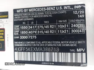 2021 Mercedes-Benz GLS 450 z VIN 4JGFF5KEXMA386713, wystawiony jako IAAI lot #41966263 z przebiegiem 63 039 mil mil oraz . Historia ofert i sprzedaży dostępna na DreamBid. Obrazek 9.