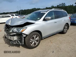 2018 Nissan Pathfinder SV z VIN 5N1DR2MN7JC612958, wystawiony jako Copart lot #54060095 z przebiegiem 147 845 mil mil oraz Szkoda całkowita • Salvage title. Historia ofert i sprzedaży dostępna na DreamBid. Obrazek 1.