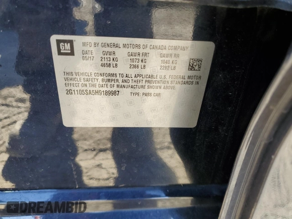 2017 Chevrolet Impala with VIN NOVIN78514434, listed as a Copart auction lot 78514434 with Not Provided miles and Non Repairable. Bid and sale history available at DreamBid. Image 12.