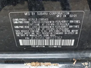 2021 Subaru Crosstrek Special Sports with VIN JF2GTHSC9MH327162, listed as a IAAI auction lot 41966168 with 61,918 mi miles and . Bid and sale history available at DreamBid. Image 9.