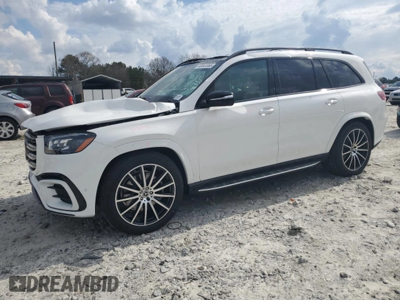 2025 Mercedes-Benz GLS with VIN 4JGFF5KE0SB332070, listed as a Copart auction lot 48843365 with 7 mi miles and Salvage Title. Bid and sale history available at carsss.com. Image 1.