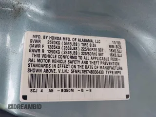 2004 Honda Odyssey EX-L with VIN 5FNRL18974B036430, listed as a IAAI auction lot 42715287 with 230,646 mi miles and . Bid and sale history available at DreamBid. Image 9.
