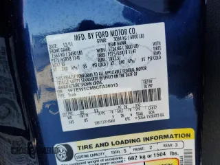2012 Ford F-150 XL with VIN 1FTEW1CM8CFA36013, listed as a Copart auction lot 87925185 with 157,281 mi miles and Salvage Title. Bid and sale history available at carsss.com. Image 12.