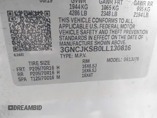 2020 Chevrolet Trax LS z VIN 3GNCJKSB0LL130816, wystawiony jako IAAI lot #42225467 z przebiegiem 55 943 mil mil oraz . Historia ofert i sprzedaży dostępna na DreamBid. Obrazek 9.