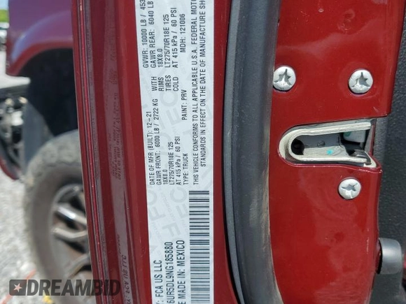 2022 Ram 2500 Big Horn with VIN 3C6UR5DL9NG185880, listed as a Copart auction lot 55616445 with 49,991 mi miles and Salvage title. Bid and sale history available at DreamBid. Image 13.