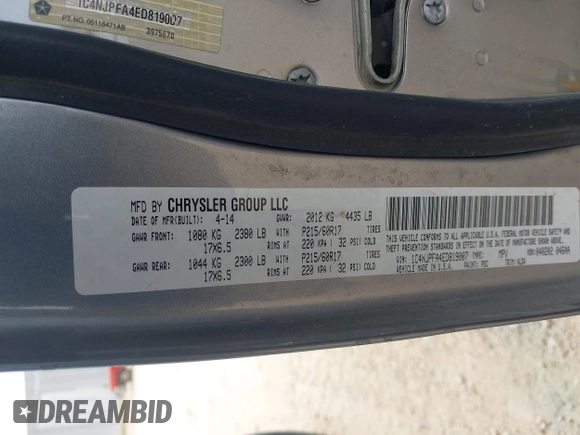 2014 Jeep Patriot High Altitude with VIN 1C4NJPFA4ED819007, listed as a IAAI auction lot 41381473 with 154,963 mi miles and . Bid and sale history available at carsss.com. Image 9.