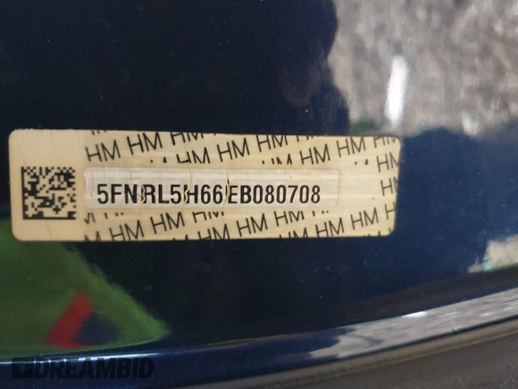 2014 Honda Odyssey EX-L with VIN 5FNRL5H66EB080708, listed as a IAAI auction lot 42067390 with 175,916 mi miles and . Bid and sale history available at carsss.com. Image 9.